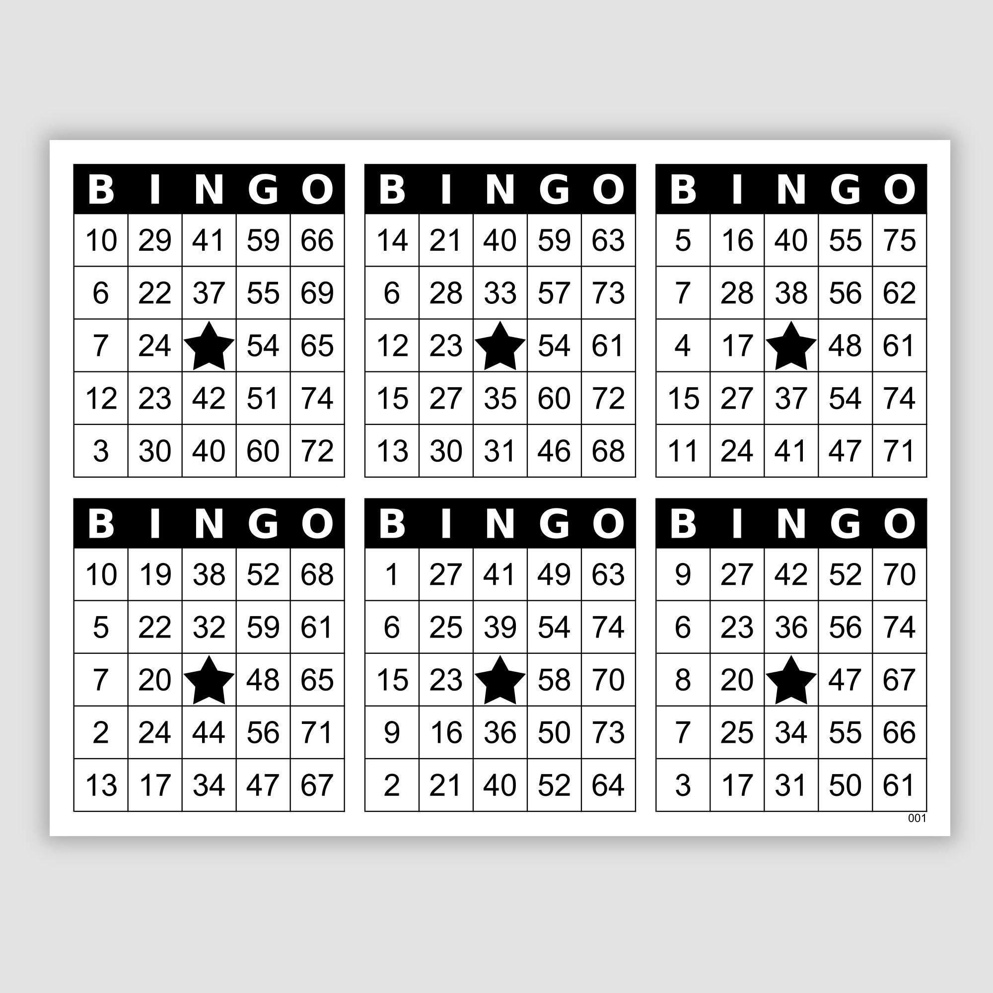 1200 Bingo Cards Pdf Download 6 Per Page 6 And 12 Game Numbered Sets Instant Printable Fun Party Game 75 Call Black And White Etsy