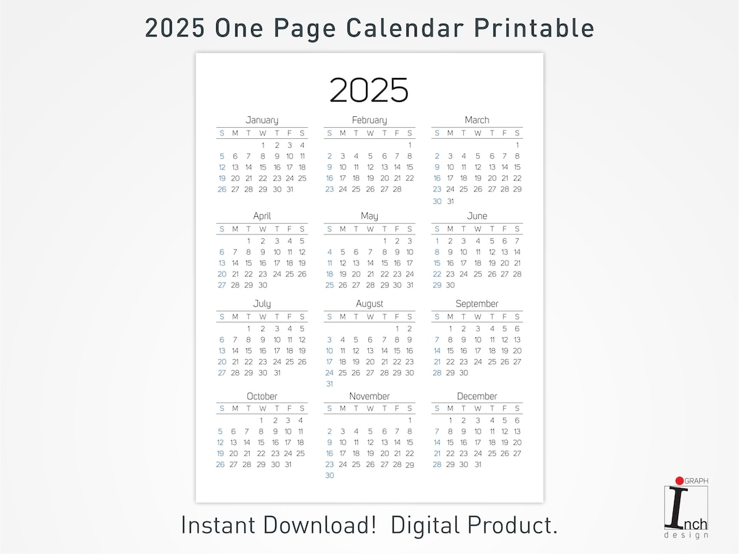 Printable One Page 2025 Calendar
