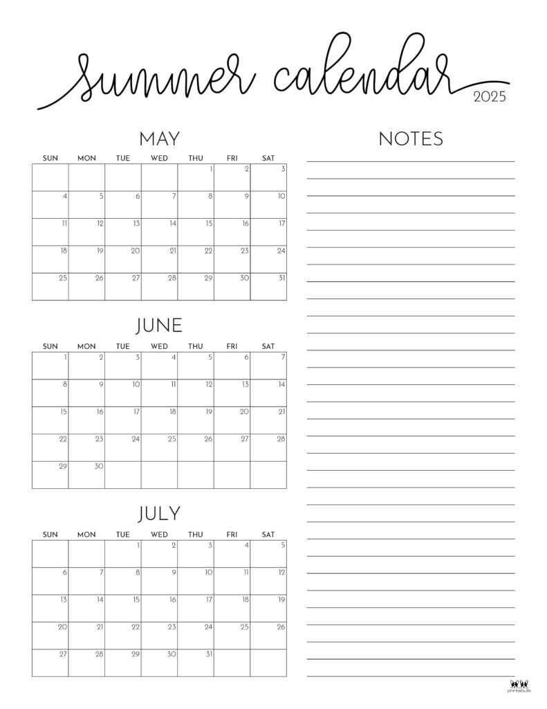 2025 Calendar Pages Printable Free