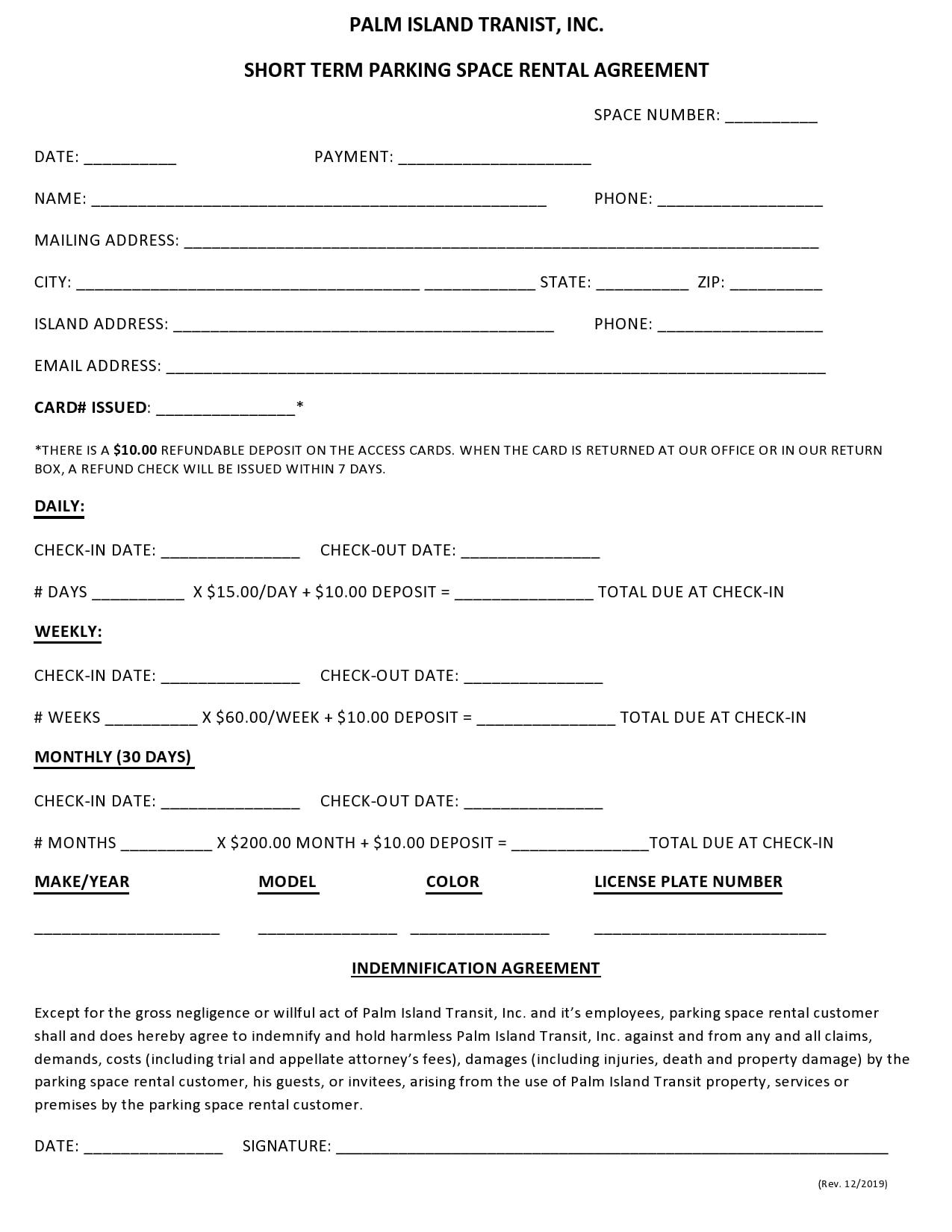 One Page Lease Agreement Printable