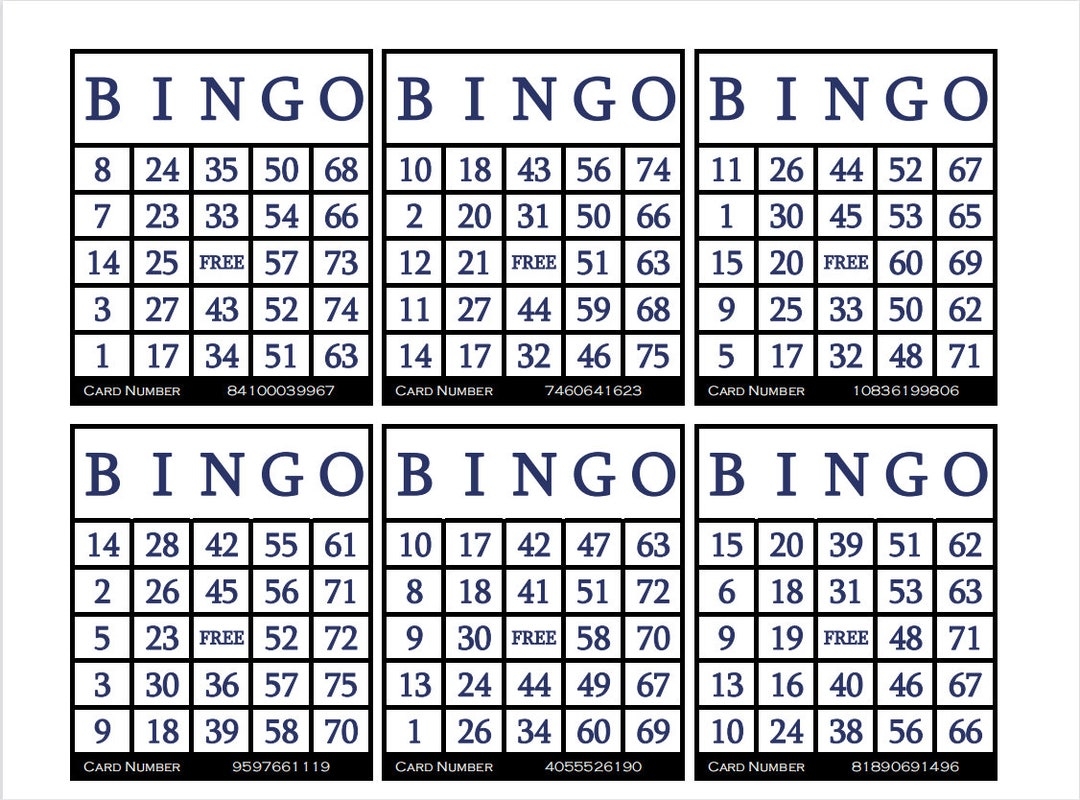3600 Printable Bingo Cards 6 Per Page Large Activities For Seniors Kids Holidays Parties Games For Adults Zoom Bingo Cards 1 75 Ball Etsy Australia