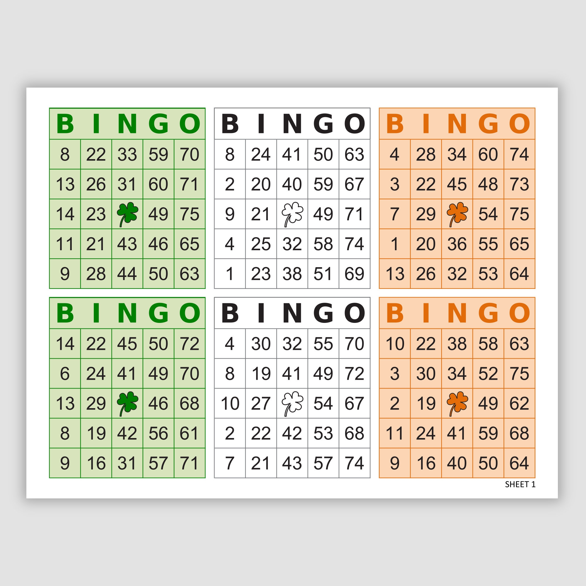 6000 Bingo Cards Pdf Download 6 Per Page Instant Printable Fun Party Game St Patrick s Day Irish Flag Etsy