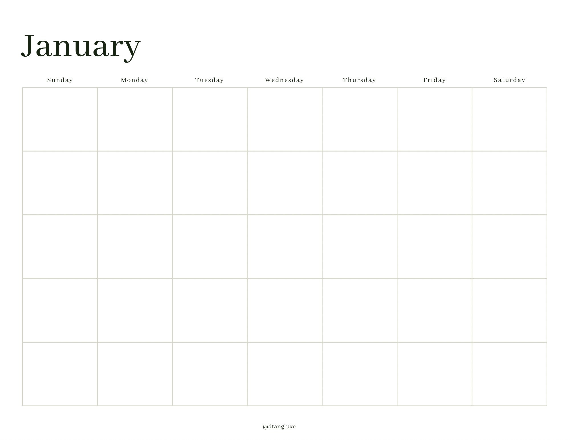 Blank Calendar Page Printable Monthly Calendar Monthly Planner Template Monthly Calendar Download Instant Download Printable Etsy