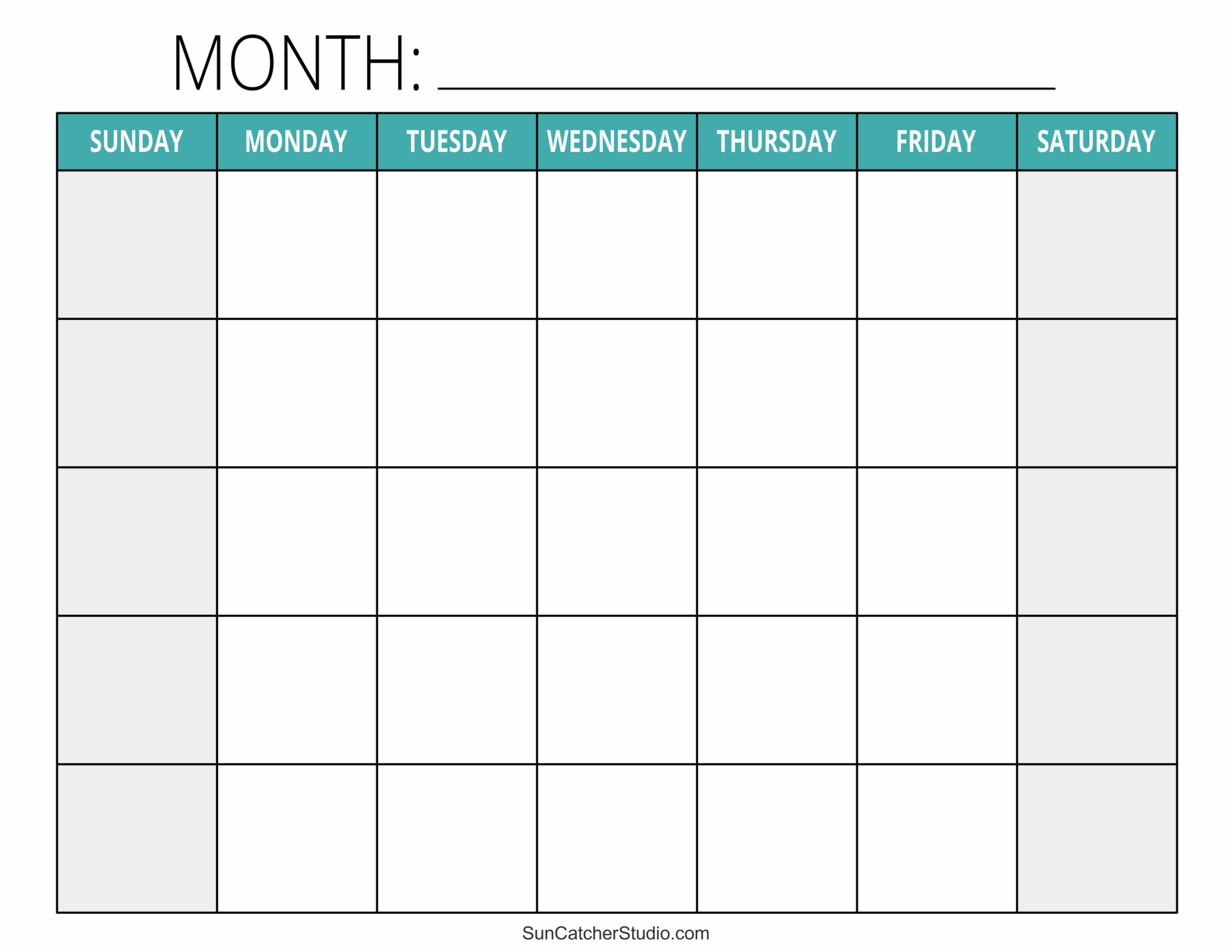 Blank Calendar Pages Free Printable