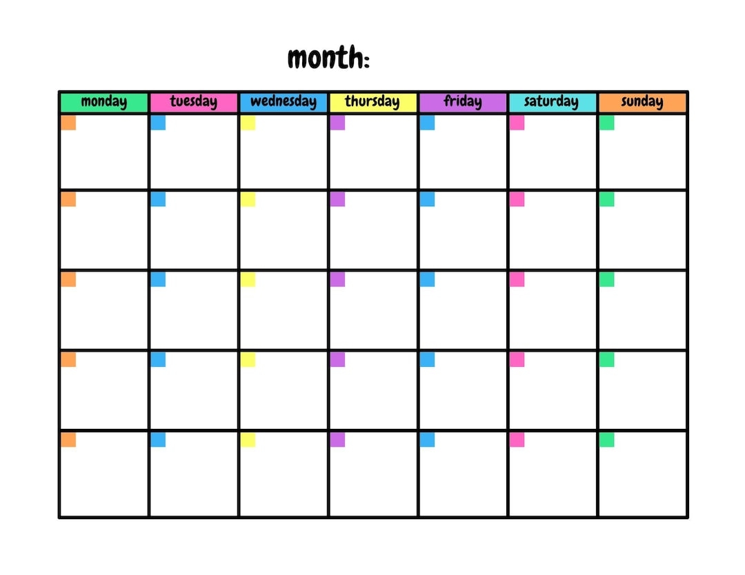 Full Page Monthly Printable Calendar