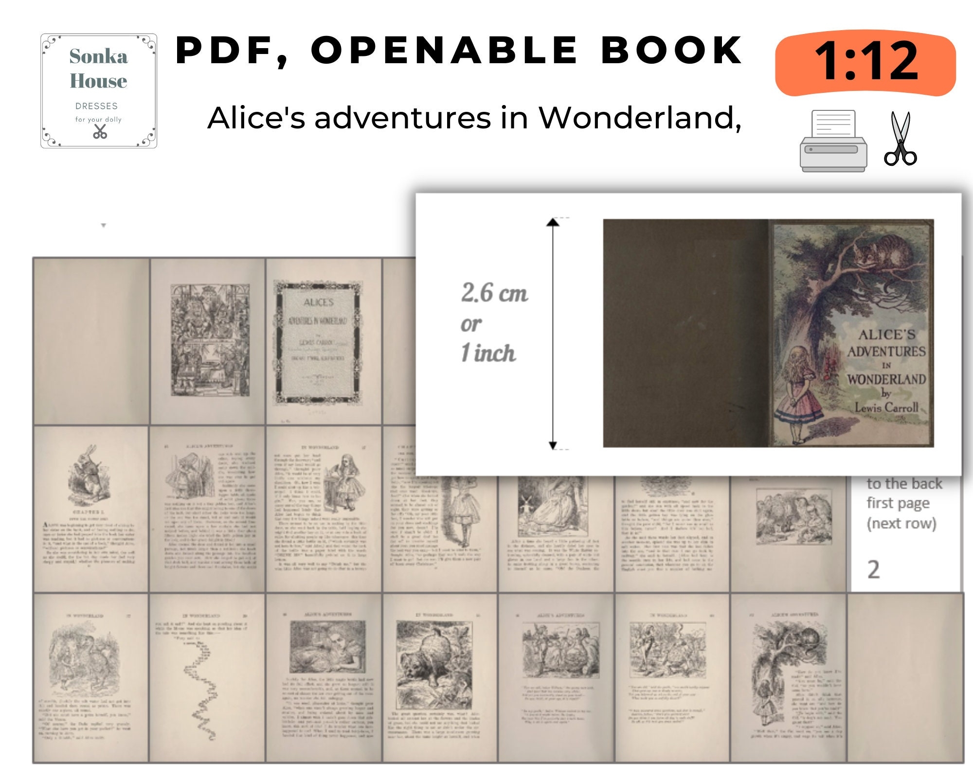 DIY Miniature Printable PDF 1 12 Instant Download Alice s Adventures In Wonderland Playscale Books 22 Pages Digital Retro Classic 1928 Etsy