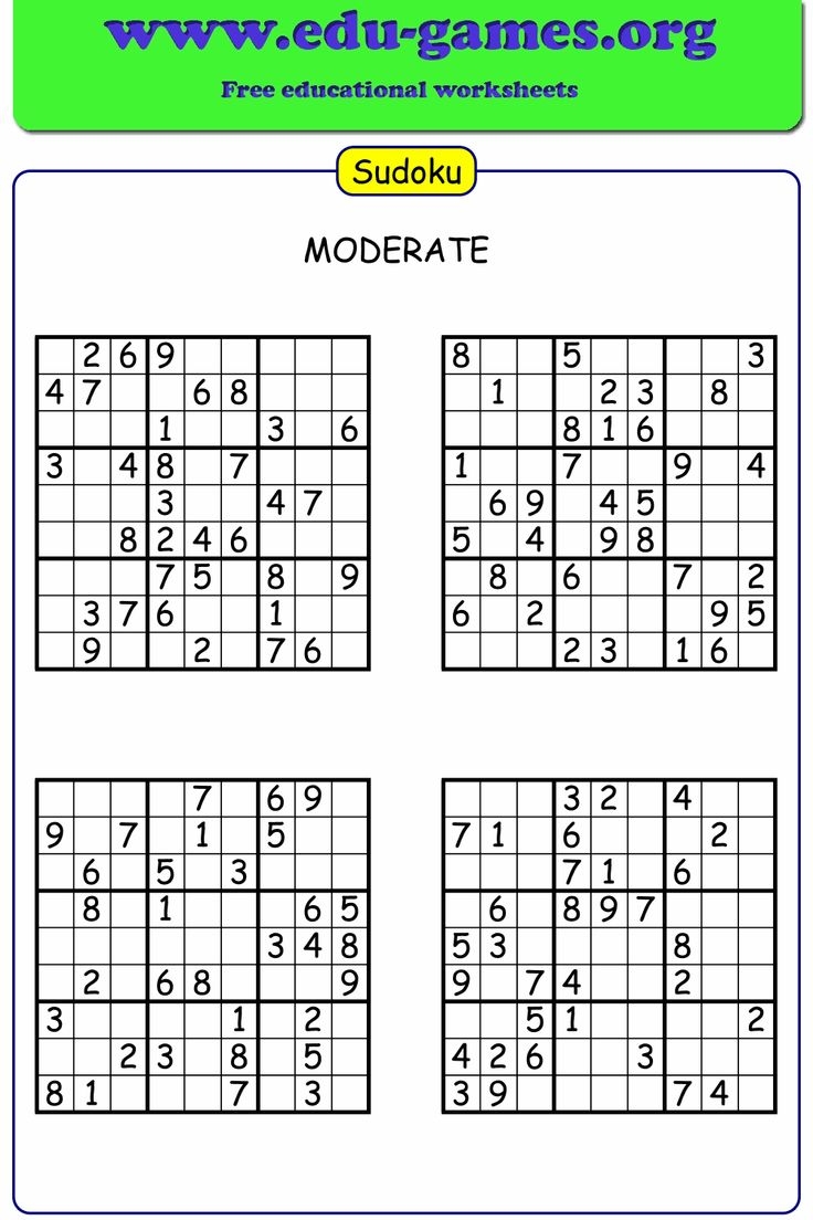 Printable Sudoku 4 Per Page