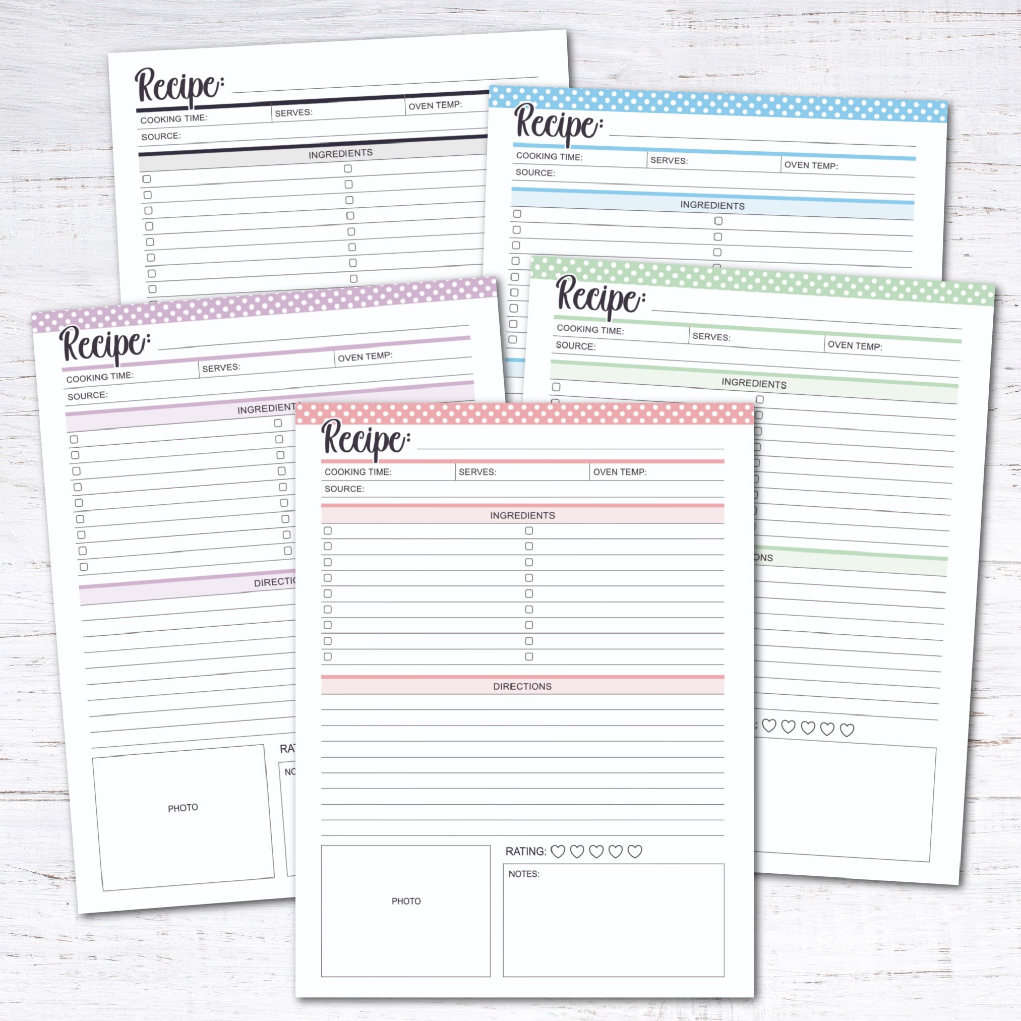 Full Size Recipe Card Free Printable Day 10 Krafty Planner