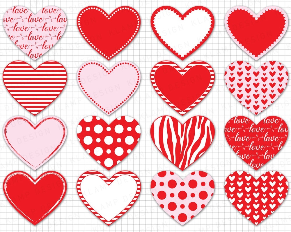 Heart Clipart digital Heart Clipart Valentine Heart Clipart Heart Labels Red Hearts Clip Art Love Clipart Heart Graphics Etsy