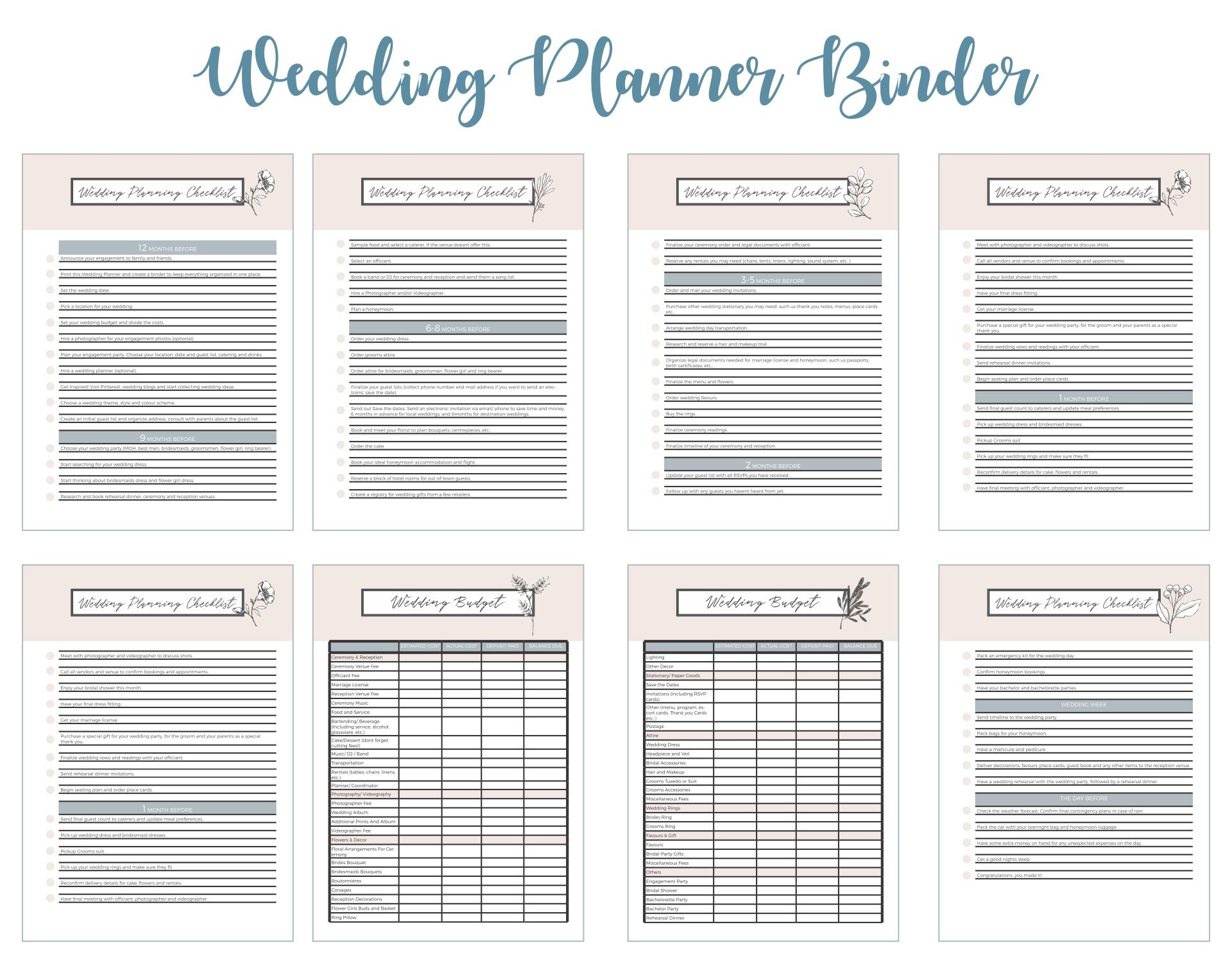 How To Put Together Your Perfect FREE Wedding Binder 42 Free Worksheets Library