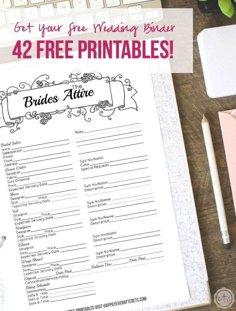 How To Put Together Your Perfect FREE Wedding Binder 42 Free Worksheets Library