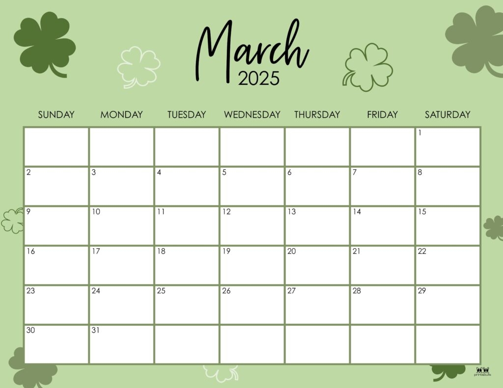 Full Page March Calendar Printable