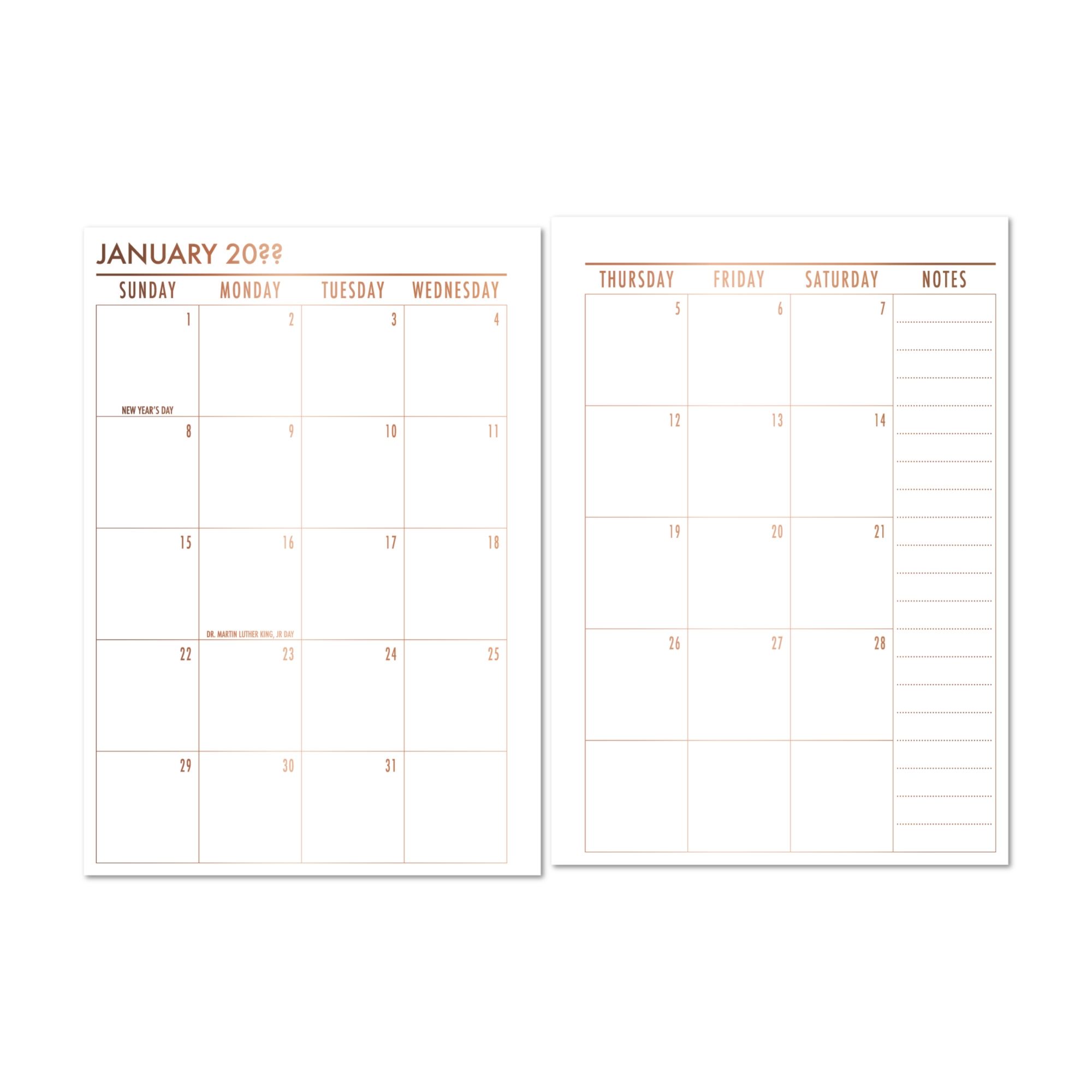 Month On 2 Pages Refill FOILED VERSION CityGirl Planners