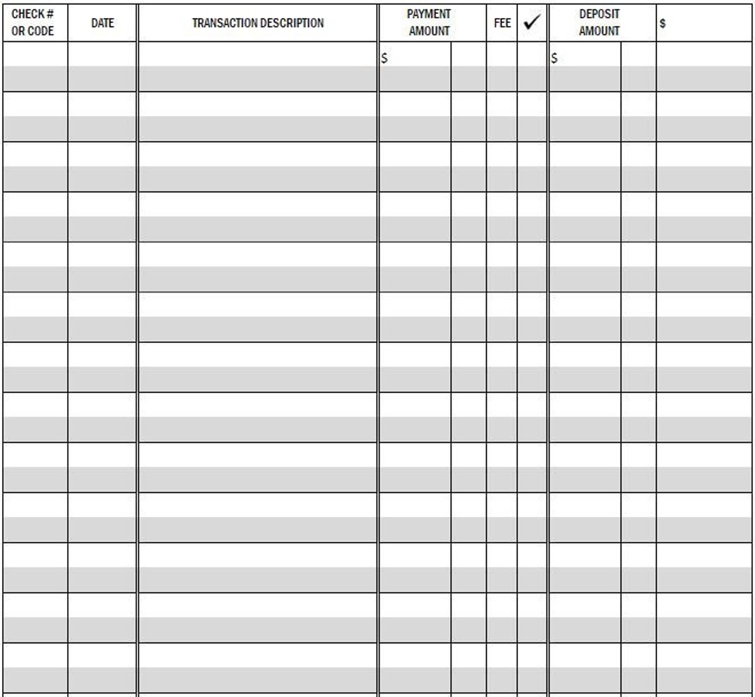 Printable Checkbook Register PDF File Prints On 8 1 2 X 11 Inch Paper Etsy