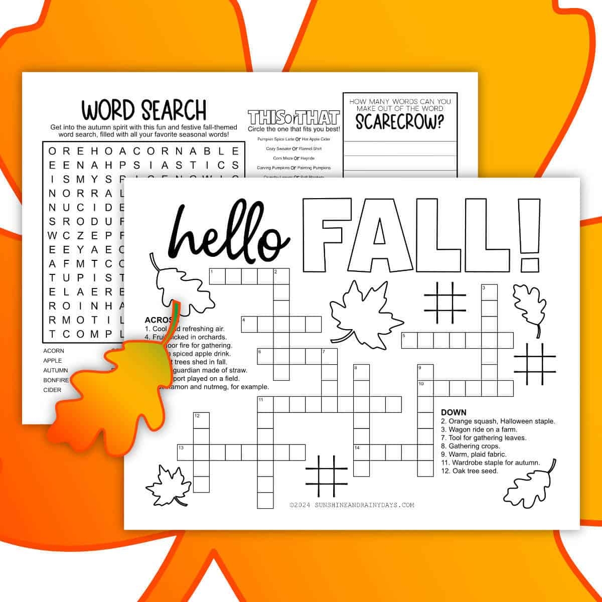 Free Printable Fall Activity Pages