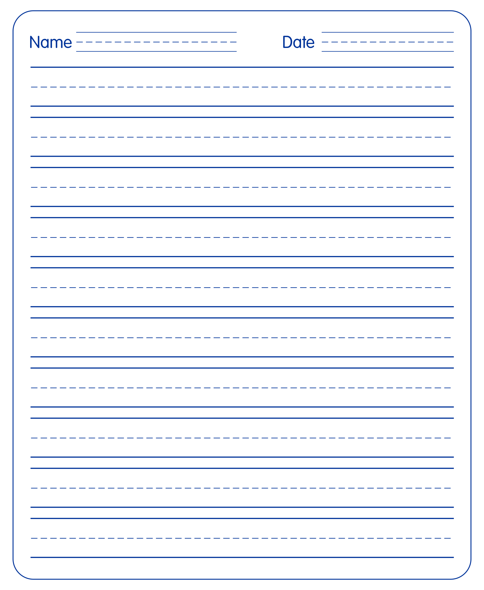 Printable Full Page Kindergarten Lined Paper