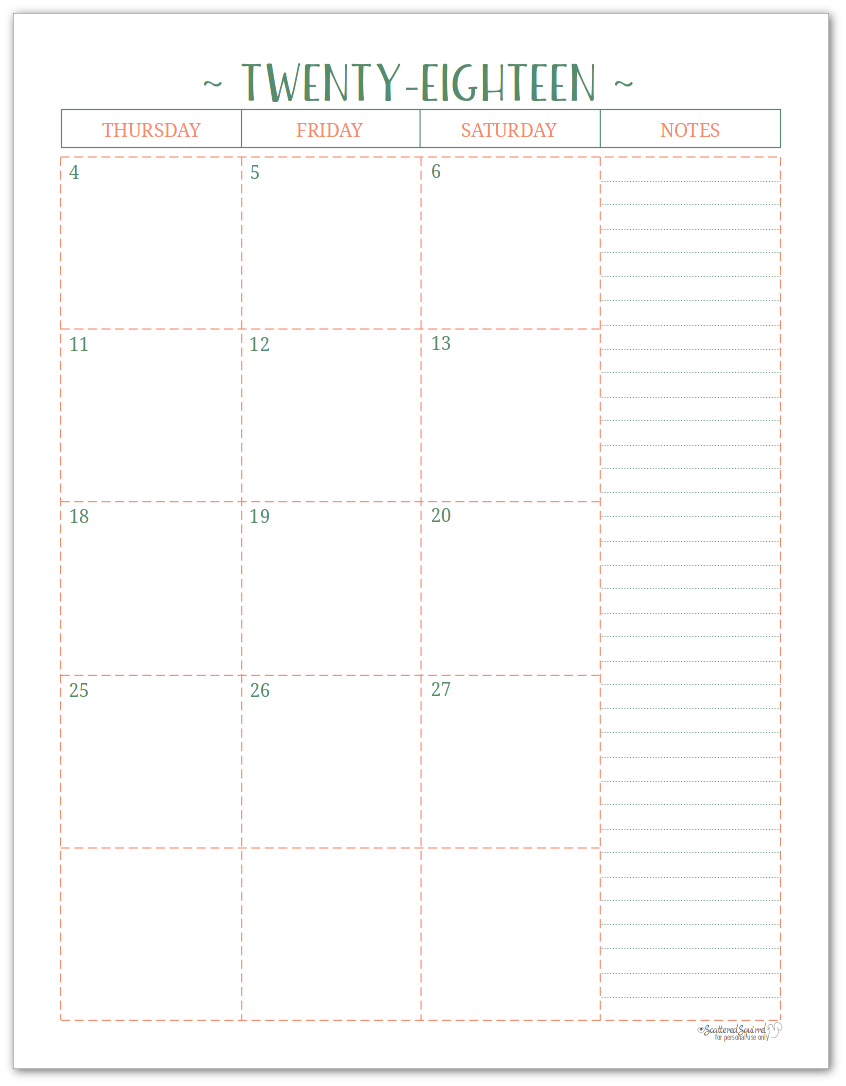 18 Month Calendar On 2 Pages Printable Free