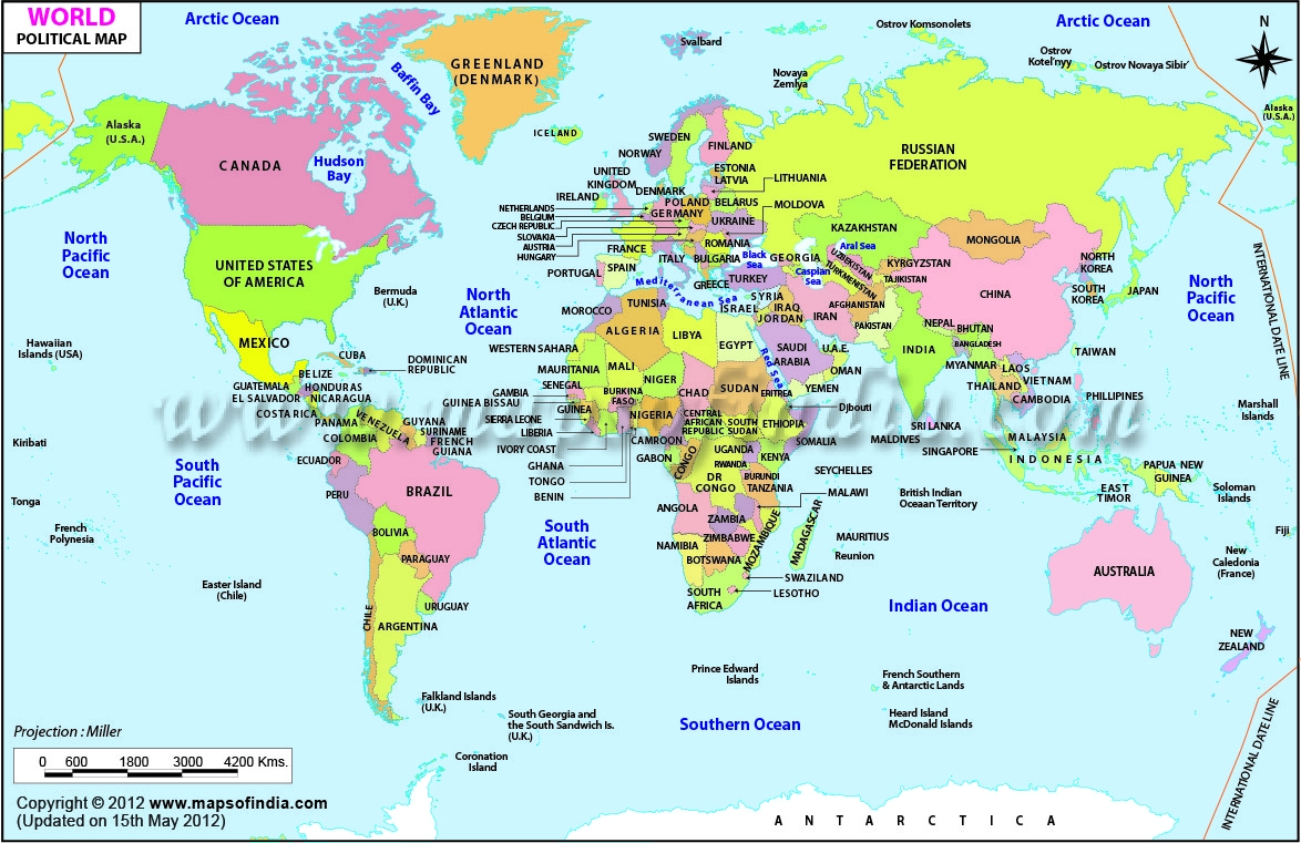 Printable Full Page World Map